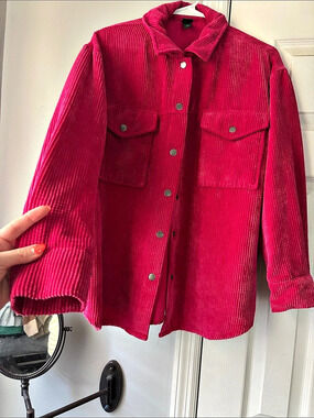 Wild Fable Corduroy Long Sleeve Button-Down Shacket Pink